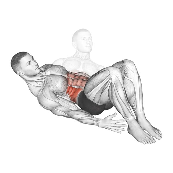Alternating Horizontal Side Crunch — ejercicio de Abdomen, nivel Intermedio