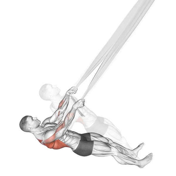 Closed Horizontal Free Rowing with Rope — ejercicio de Espalda, nivel Intermedio