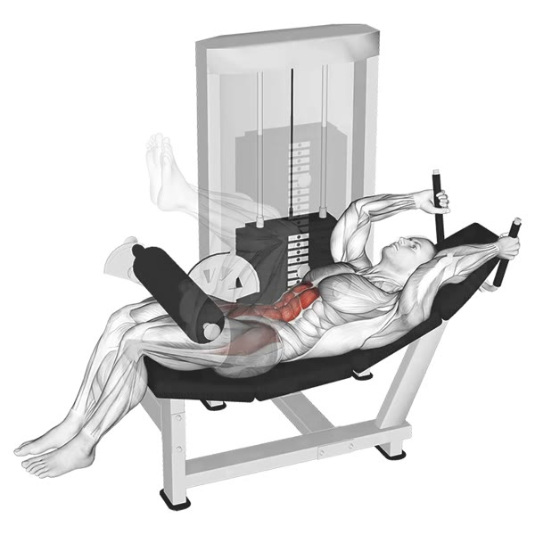 Horizontal Bottom Crunch in Machine — ejercicio de Abdomen, nivel Intermedio