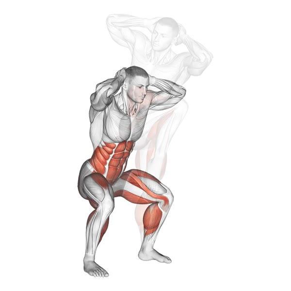 Knee to elbow with squat — ejercicio de Pierna, nivel Intermedio