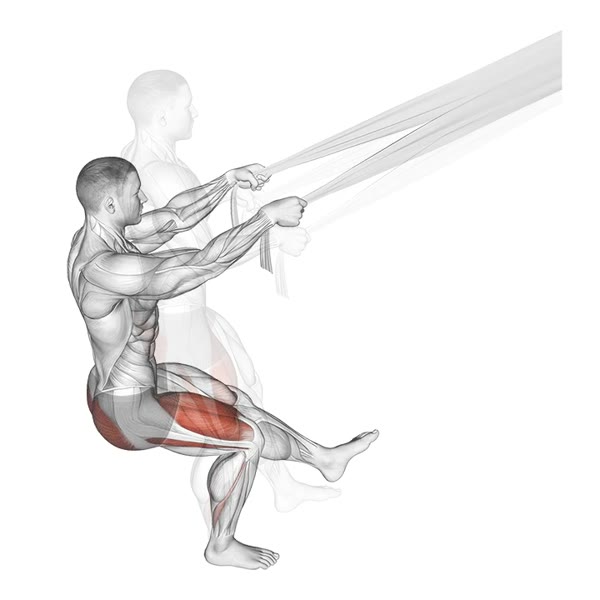 Rope Assisted Isolated Squat — ejercicio de Pierna, nivel Principiante